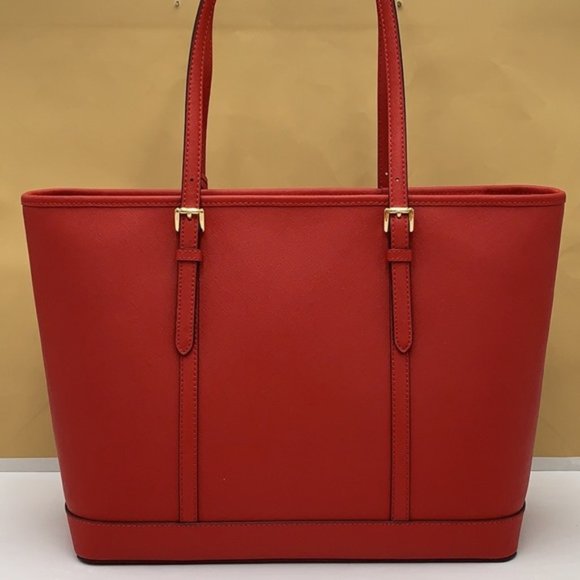 MICHAEL KORS JET SET TRAVEL LARGE TOP ZIP SHOULDER TOTE FLAME - Picture 4 of 16